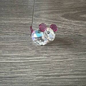 Swarovski Crystal Mouse Figurine with Pink Accents